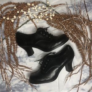 Charcoal Heeled Oxfords